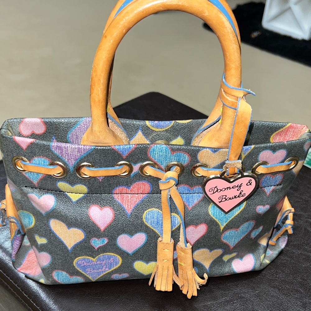 Dooney & Bourke Heart Patterned Satchel - Gray and Multicolor